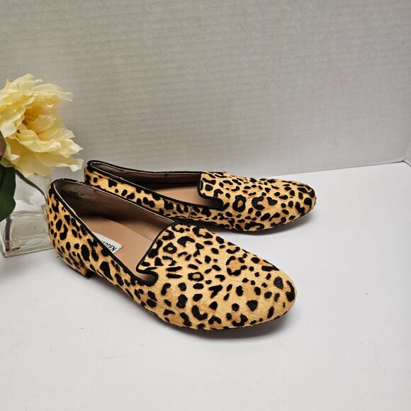 Cow Hair Real Fur Steve Madden Womens Cheetah Leopard Slip On Shoes SMILE 7.5 - Picture 2 of 16
